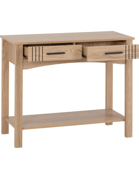 Tessa 2 Drawer Console Table - Natural Oak Effect