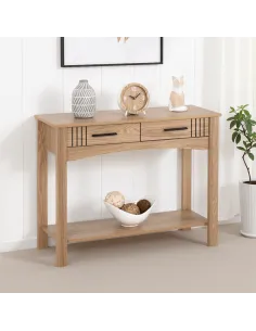 Tessa 2 Drawer Console Table - Natural Oak Effect
