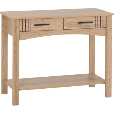 Tessa 2 Drawer Console Table - Natural Oak Effect