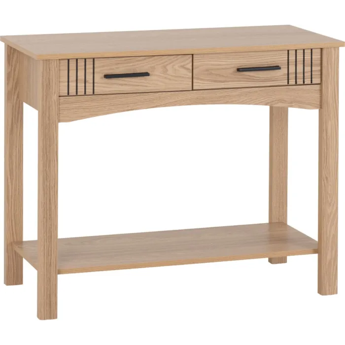 Tessa 2 Drawer Console Table - Natural Oak Effect