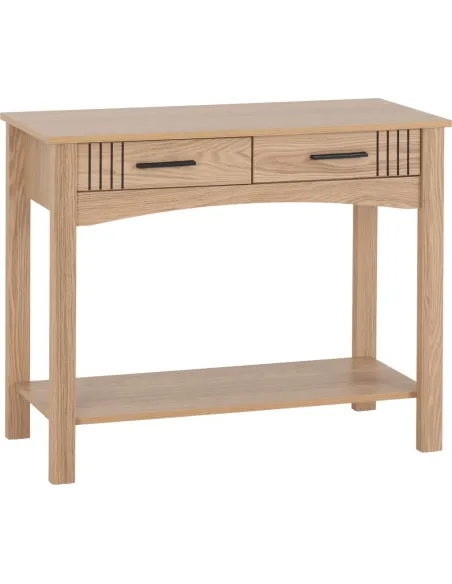 Tessa 2 Drawer Console Table - Natural Oak Effect