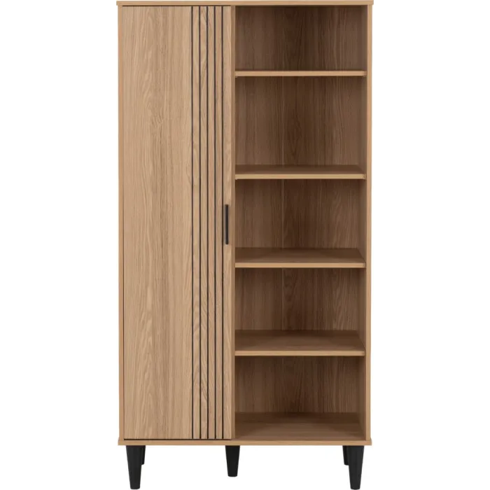 Tessa 1 Door Bookcase - Natural Oak Effect