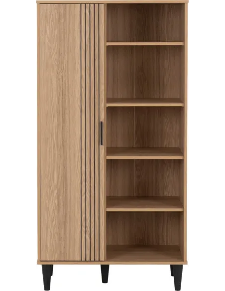 Tessa 1 Door Bookcase - Natural Oak Effect