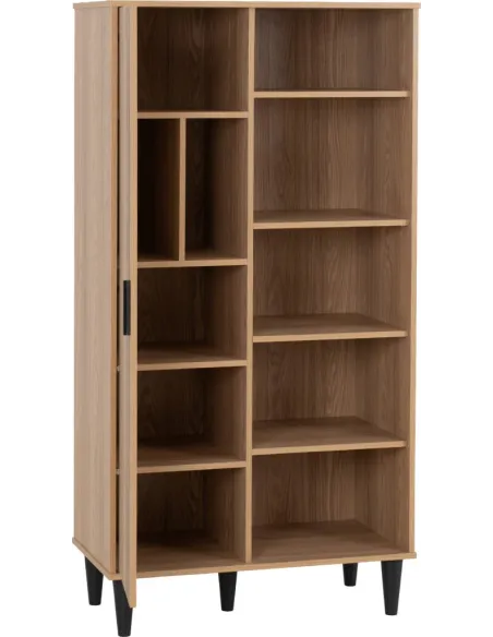 Tessa 1 Door Bookcase - Natural Oak Effect