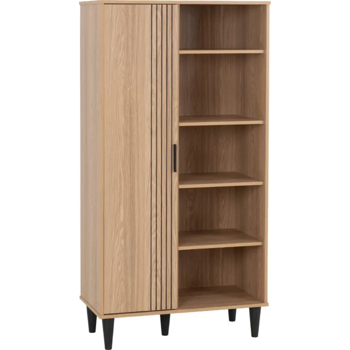 Tessa 1 Door Bookcase - Natural Oak Effect