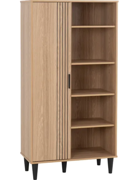 Tessa 1 Door Bookcase - Natural Oak Effect