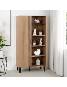 Tessa 1 Door Bookcase - Natural Oak Effect