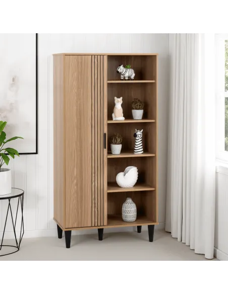 Tessa 1 Door Bookcase - Natural Oak Effect