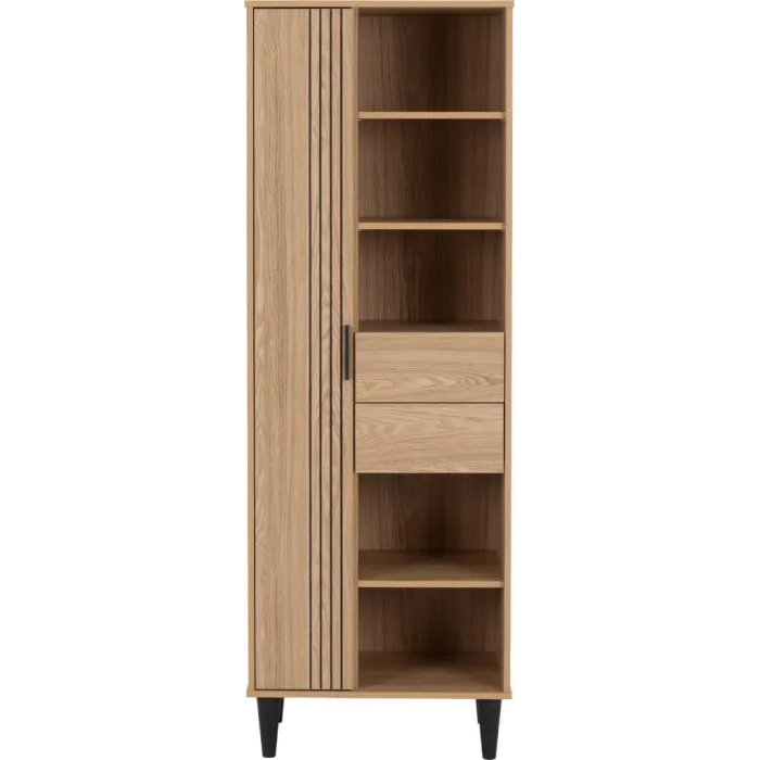 Tessa 1 Door 2 Drawer Bookcase - Natural Oak Effect