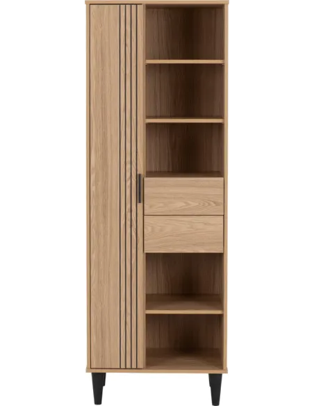 Tessa 1 Door 2 Drawer Bookcase - Natural Oak Effect