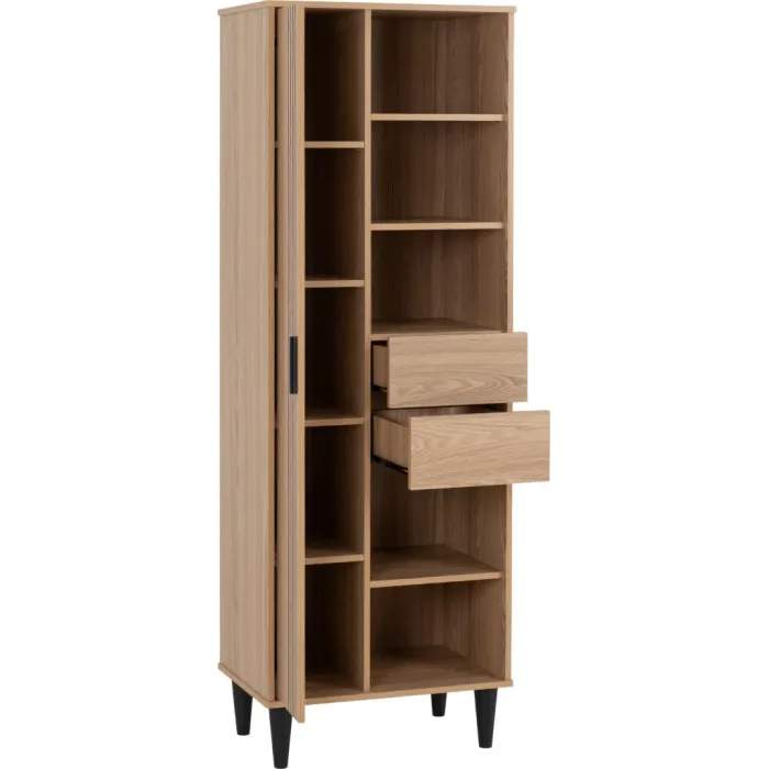 Tessa 1 Door 2 Drawer Bookcase - Natural Oak Effect