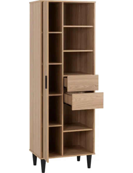 Tessa 1 Door 2 Drawer Bookcase - Natural Oak Effect