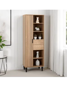 Tessa 1 Door 2 Drawer Bookcase - Natural Oak Effect