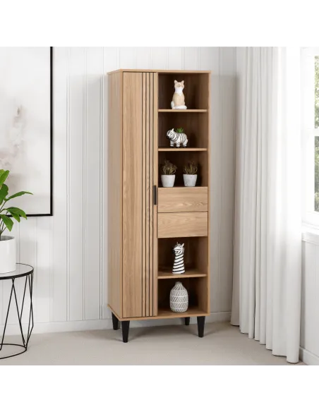 Tessa 1 Door 2 Drawer Bookcase - Natural Oak Effect