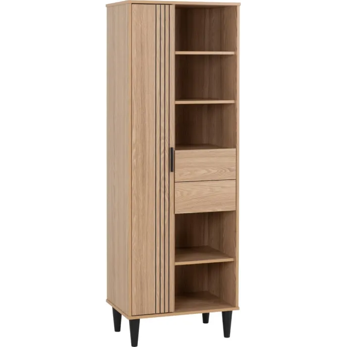 Tessa 1 Door 2 Drawer Bookcase - Natural Oak Effect