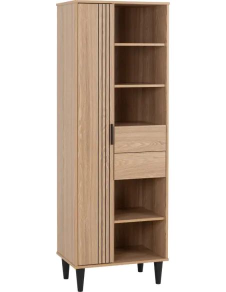 Tessa 1 Door 2 Drawer Bookcase - Natural Oak Effect
