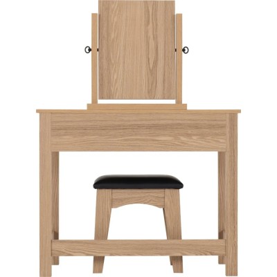 Tessa 2 Drawer Dressing Table Set - Natural Oak Effect/Black PU