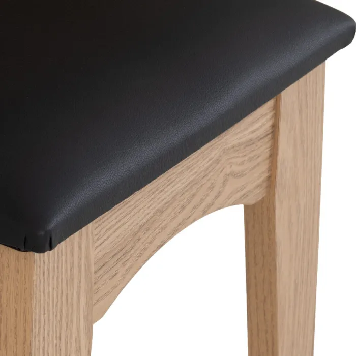 Tessa 2 Drawer Dressing Table Set - Natural Oak Effect/Black PU