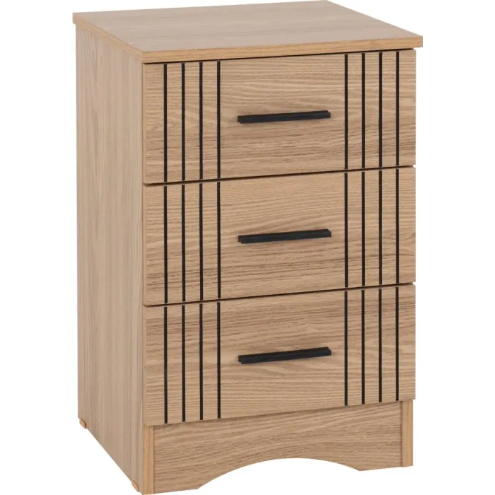 Tessa 3 Drawer Bedside Locker - Natural Oak Effect