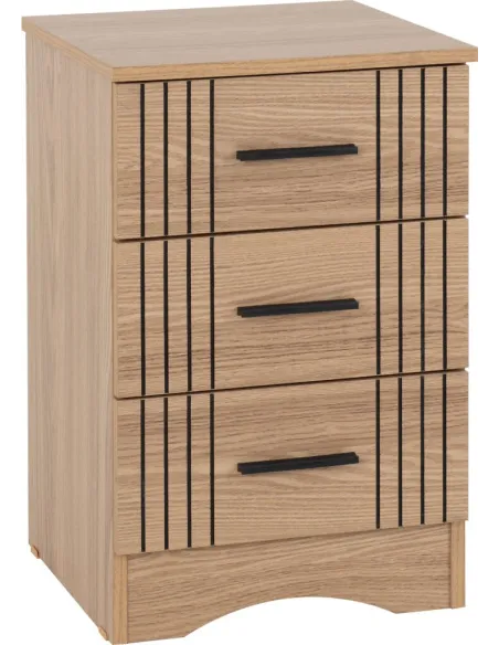Tessa 3 Drawer Bedside Locker - Natural Oak Effect