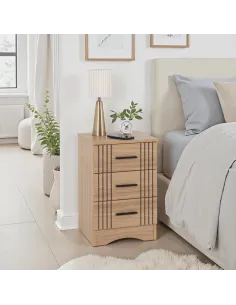 Tessa 3 Drawer Bedside Locker - Natural Oak Effect