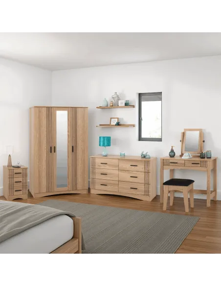 Tessa 3 Drawer Bedside Locker - Natural Oak Effect