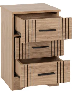Tessa 3 Drawer Bedside Locker - Natural Oak Effect 2
