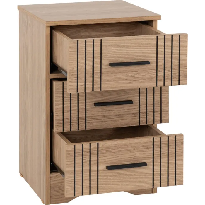 Tessa 3 Drawer Bedside Locker - Natural Oak Effect