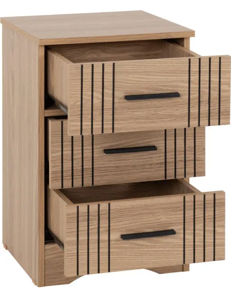 Tessa 3 Drawer Bedside Locker - Natural Oak Effect