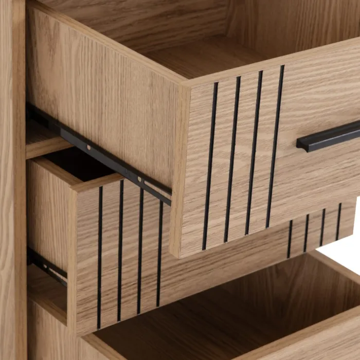 Tessa 3 Drawer Bedside Locker - Natural Oak Effect