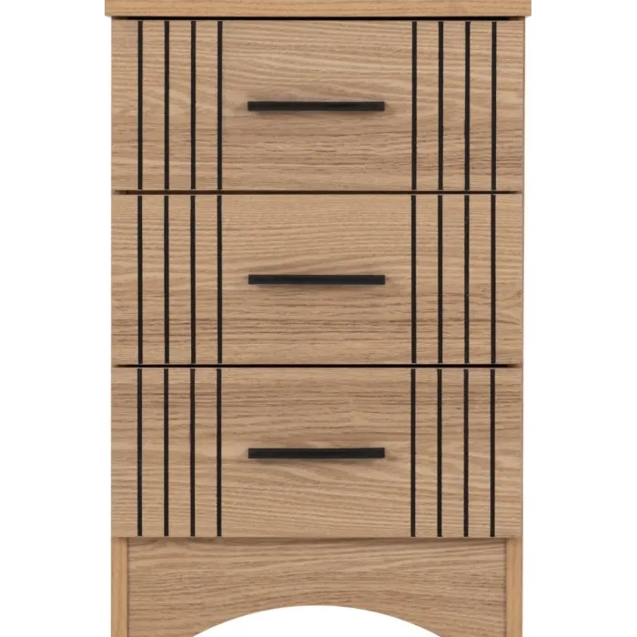 Tessa 3 Drawer Bedside Locker - Natural Oak Effect