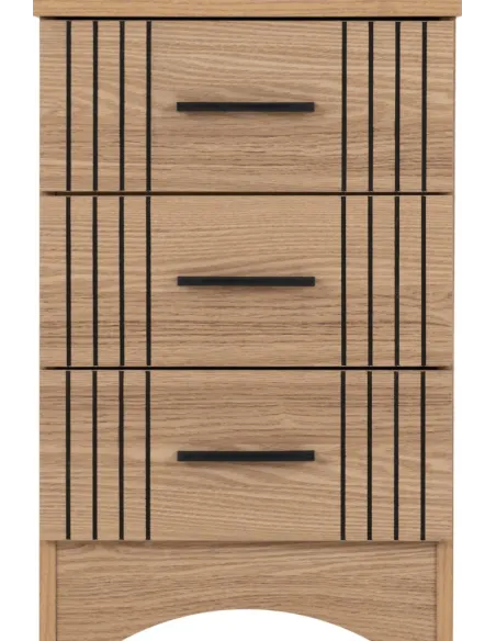 Tessa 3 Drawer Bedside Locker - Natural Oak Effect