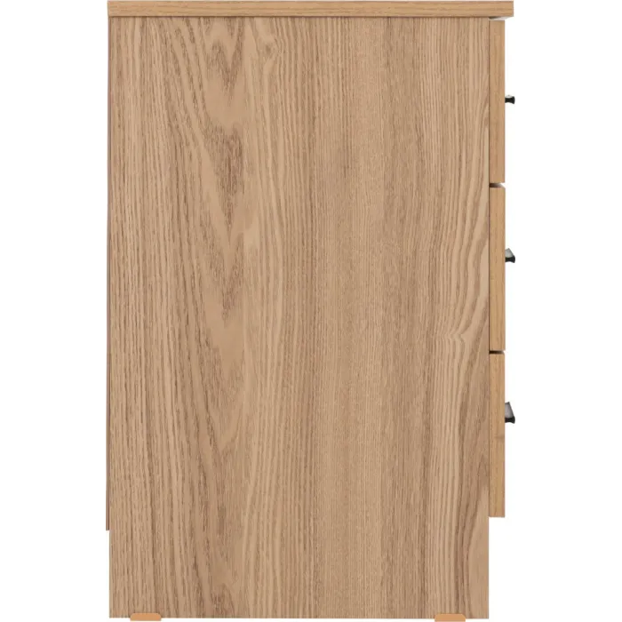 Tessa 3 Drawer Bedside Locker - Natural Oak Effect