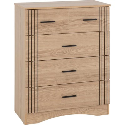 Tessa 3+2 Drawer Chest - Natural Oak Effect