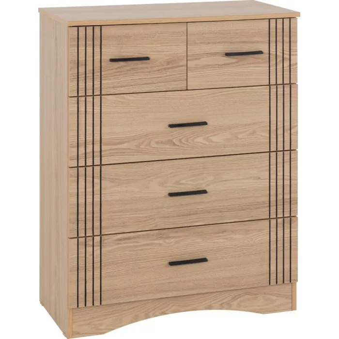Tessa 3+2 Drawer Chest - Natural Oak Effect