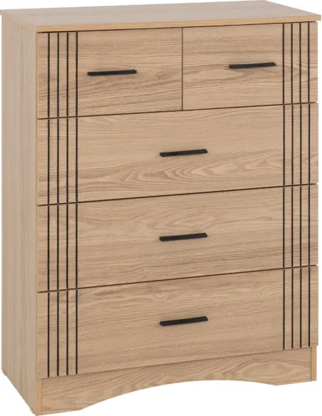 Tessa 3+2 Drawer Chest - Natural Oak Effect