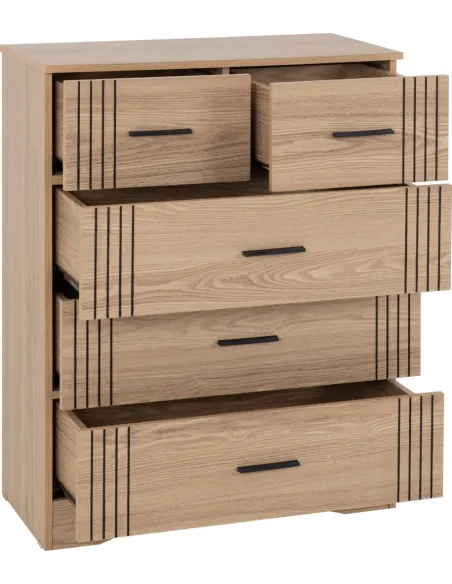 Tessa 3+2 Drawer Chest - Natural Oak Effect