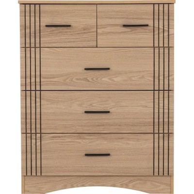 Tessa 3+2 Drawer Chest - Natural Oak Effect