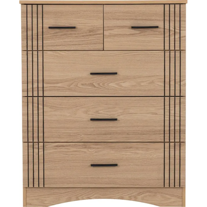 Tessa 3+2 Drawer Chest - Natural Oak Effect