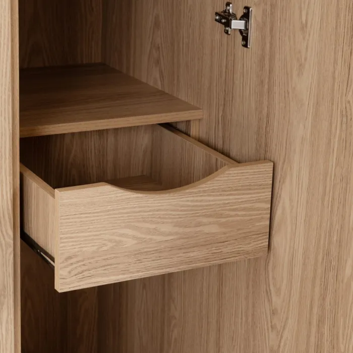 Tessa 3 Door Mirrored Wardrobe - Natural Oak Effect
