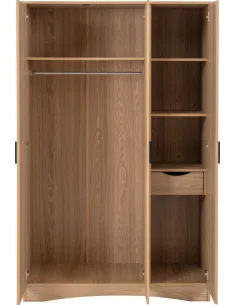 Tessa 3 Door Mirrored Wardrobe - Natural Oak Effect 2