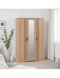 Tessa 3 Door Mirrored Wardrobe - Natural Oak Effect