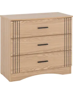 Tessa 3 Drawer Chest - Natural Oak Effect