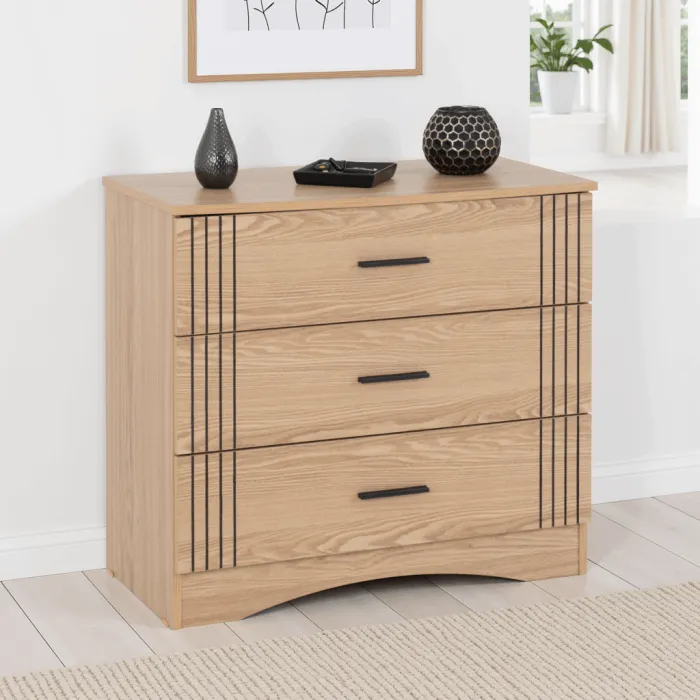 Tessa 3 Drawer Chest - Natural Oak Effect