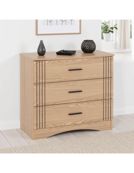 Tessa 3 Drawer Chest - Natural Oak Effect