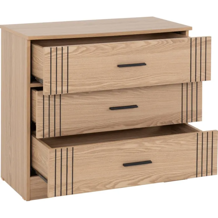 Tessa 3 Drawer Chest - Natural Oak Effect