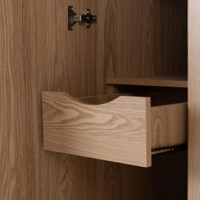 Tessa 4 Door Mirrored Wardrobe - Natural Oak Effect