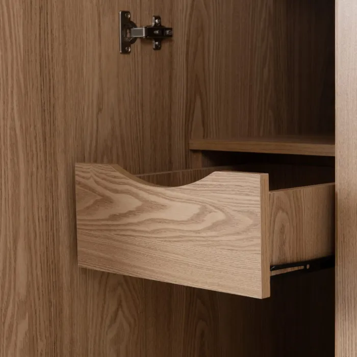 Tessa 4 Door Mirrored Wardrobe - Natural Oak Effect