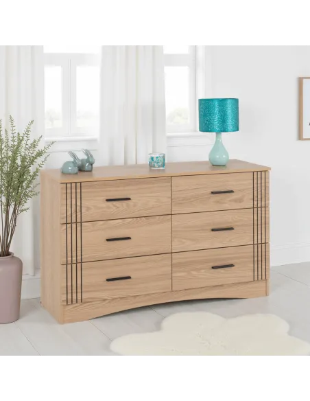 Tessa 6 Drawer Chest - Natural Oak Effect