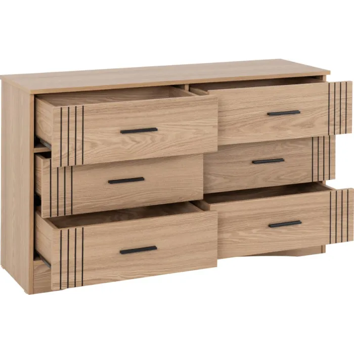 Tessa 6 Drawer Chest - Natural Oak Effect